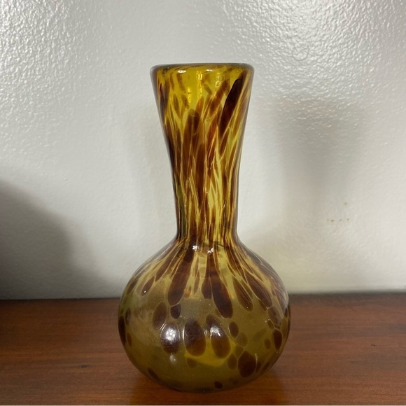 Vintage Tortoise Shell Handblown glass Vase - Picture 2 of 6
